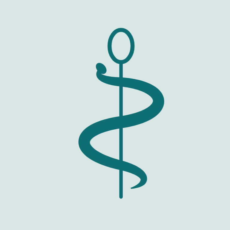 Caducée du médecin : bâton, miroir et serpent